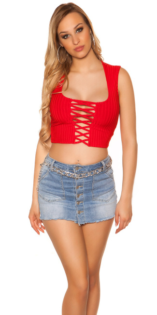 Crop Top with WOW decollete Red